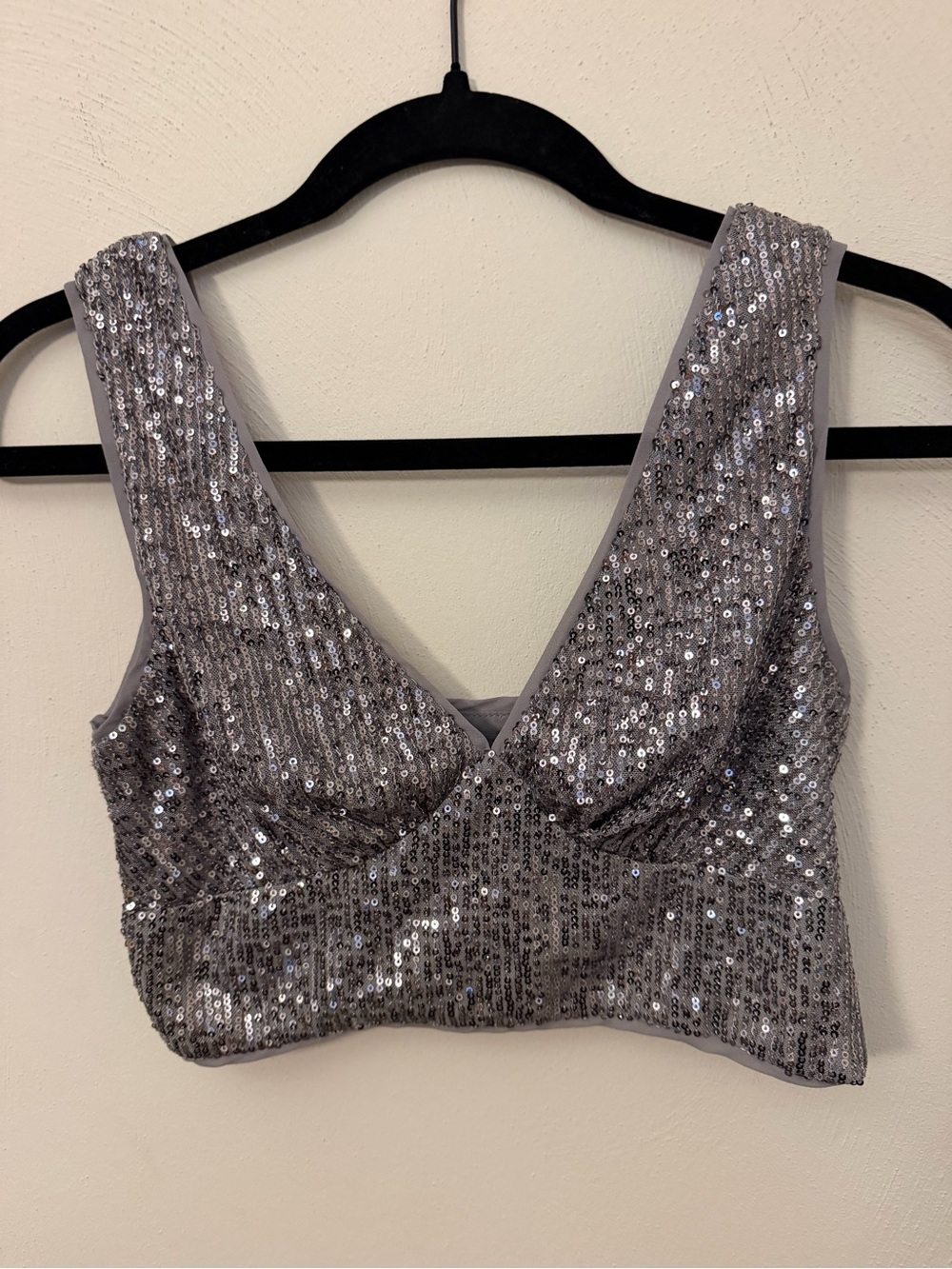 99 - Lulu's Silver Sequin Crop Top